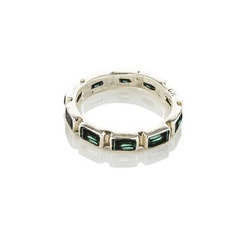 green quartz silver stacker ring