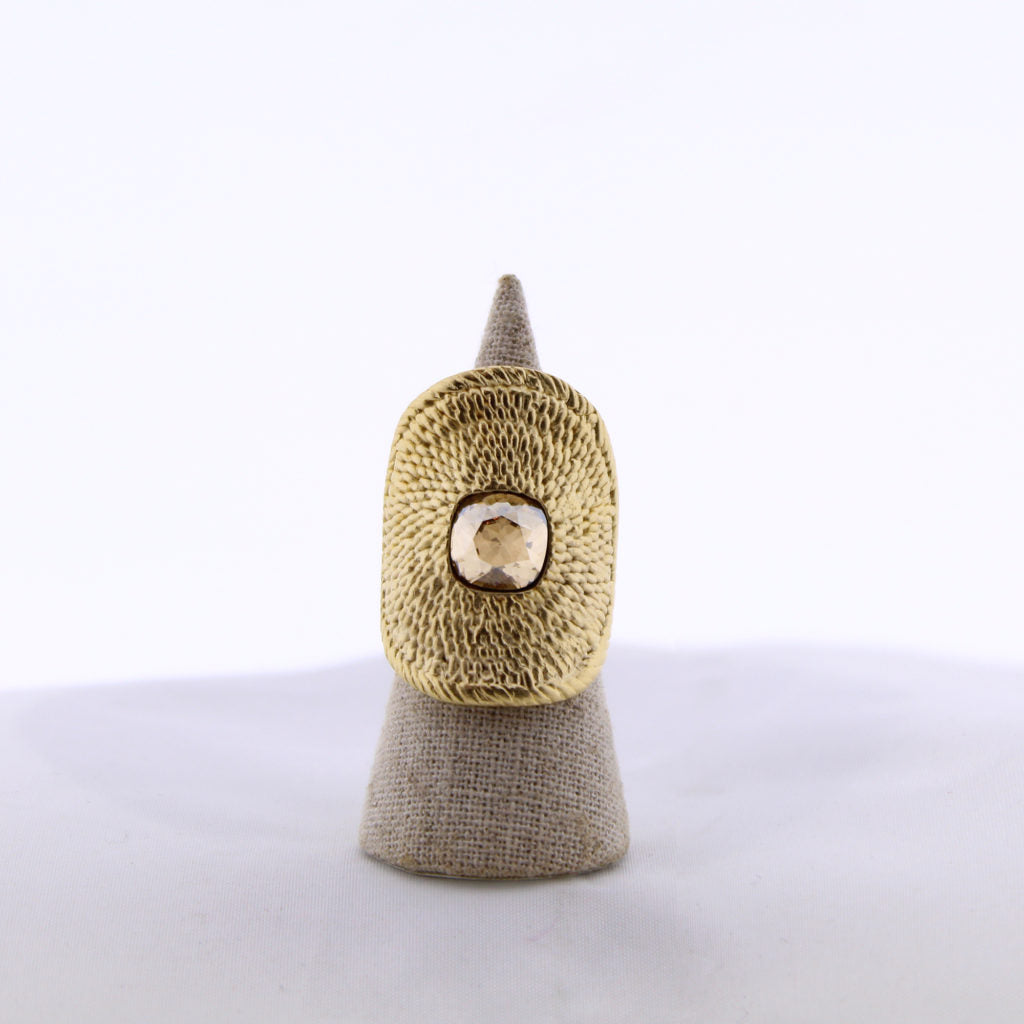 gold plated and glass cocktail ring 