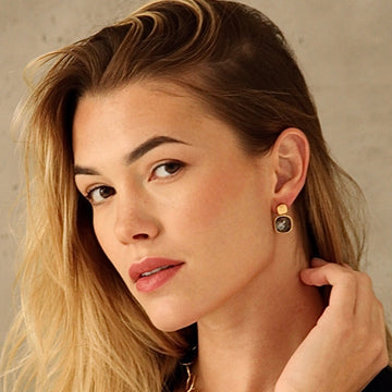 glass fashion earrings on model